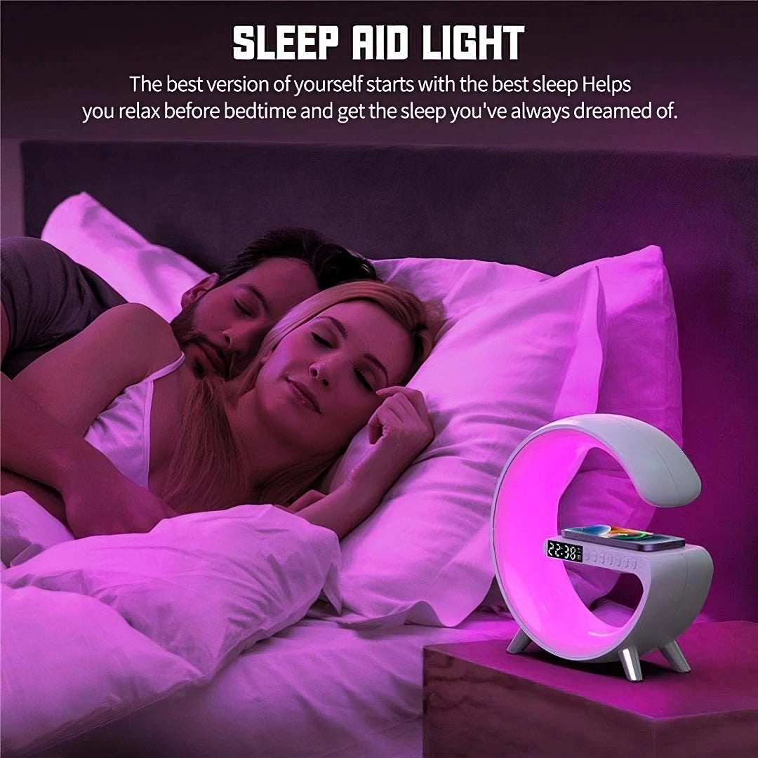 PacificVenue™ 4-in-1 Alarm Clock, Mood Light, Speaker & Wireless Charger